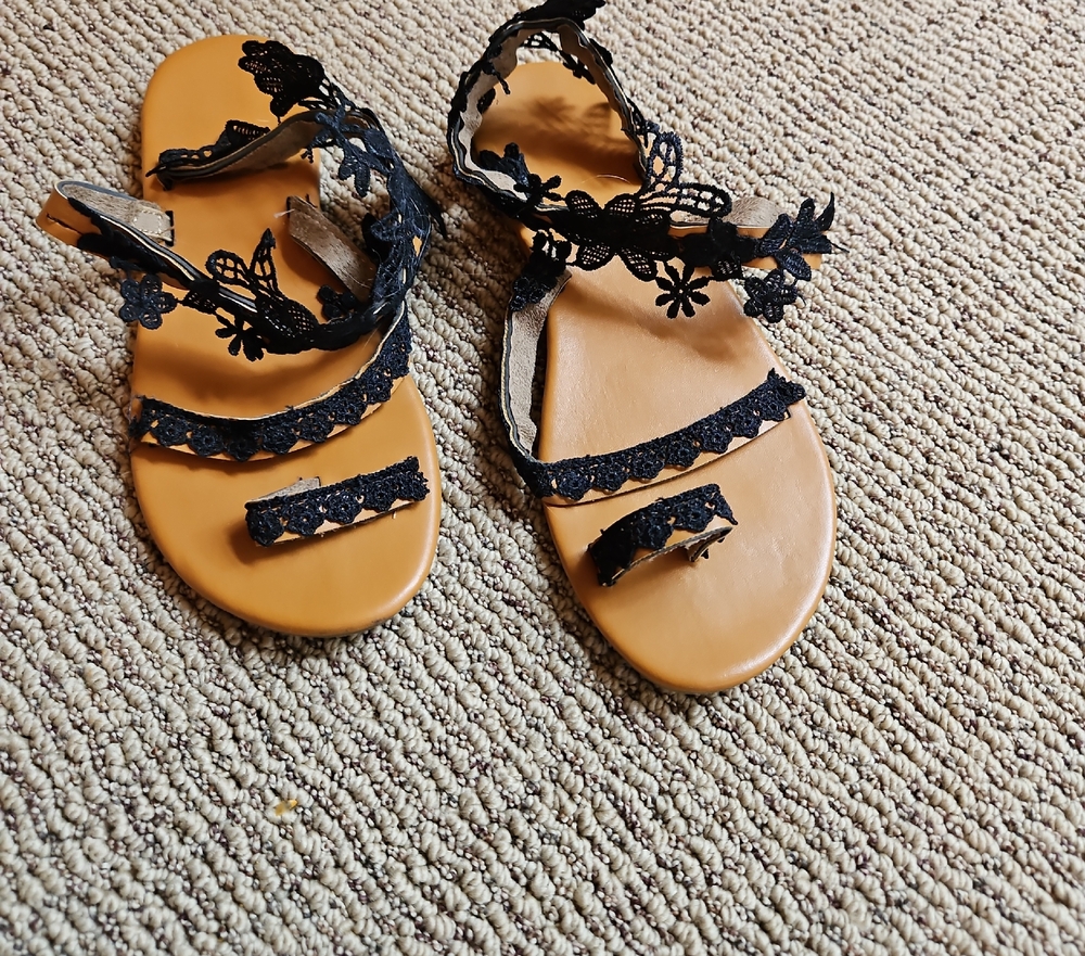 Black Lace Butterfly Sandals